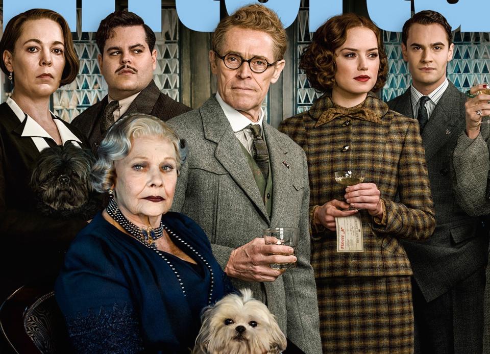 L-R: Olivia Colman, Josh Gad, Judi Dench, Willem Defoe, Daisy Ridley, Tom Bateman (credit: 20th Century Fox/Entertainment Weekly)