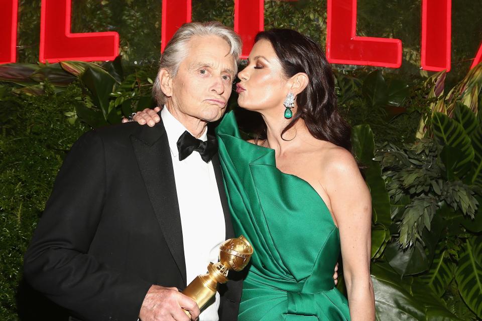 <strong>"I looked at her, and I said, 'Catherine, I’m going to be the father of your children.' "</strong> — Michael Douglas, <a href="https://people.com/movies/michael-douglas-recalls-meeting-wife-catherine-zeta-jones/" rel="nofollow noopener" target="_blank" data-ylk="slk:recalling the bold remark he made;elm:context_link;itc:0;sec:content-canvas" class="link ">recalling the bold remark he made</a> to future wife Catherine Zeta-Jones the first night they met in 1998, at a Paley Center panel celebrating his career 