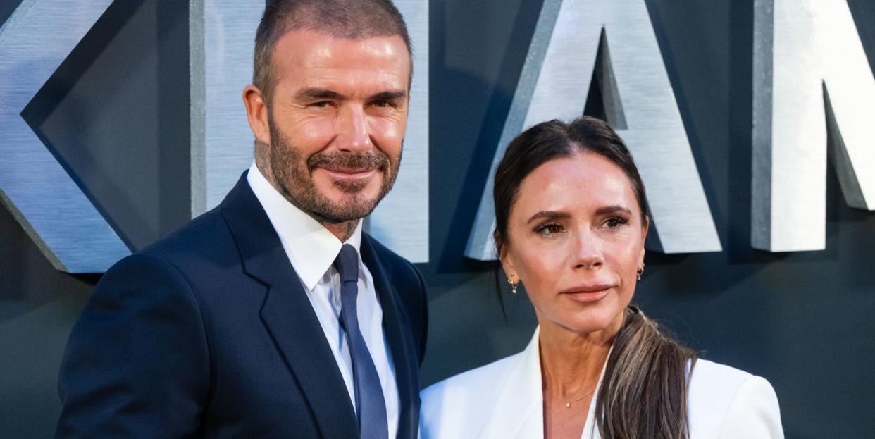 david victoria beckham purple suits 25th wedding anniversary