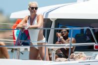 <p>Lindsey Vonn rocks a white one-piece while vacationing in Mexico with fiancé P.K. Subban on Monday. </p>
