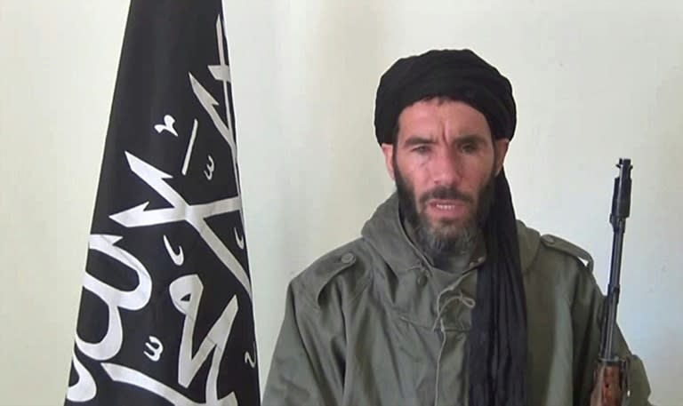 Undated grab from a video obtained by ANI Mauritanian news agency reportedly shows former Al-Qaeda in the Islamic Maghreb (AQIM) emir Mokhtar Belmokhtar speaking at an undisclosed location