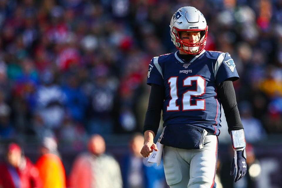 We'll get a rare sight next weekend: Tom Brady on wild-card weekend. (Photo by Adam Glanzman/Getty Images)