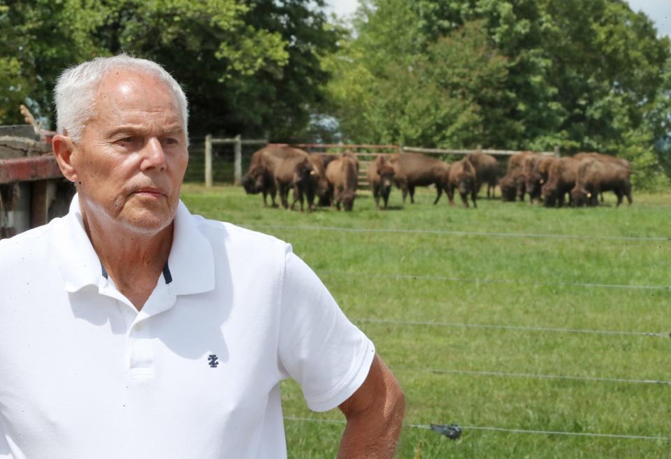Steve Slifko, owner of Red Run Bison Farm, talks about bison and bison meat at his farm in Marshallville.