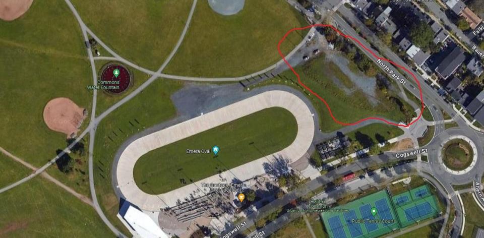 One of the new nine options for a designated site is the greenspace of the Halifax Common near the Oval along North Park Street, circled in red.