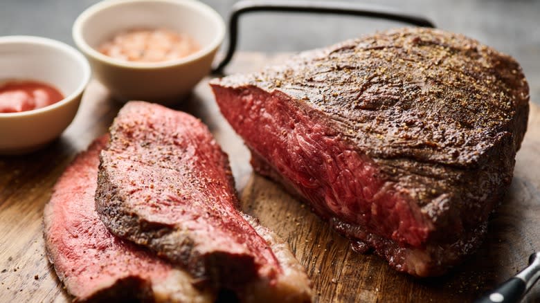 roast beef on cutting board