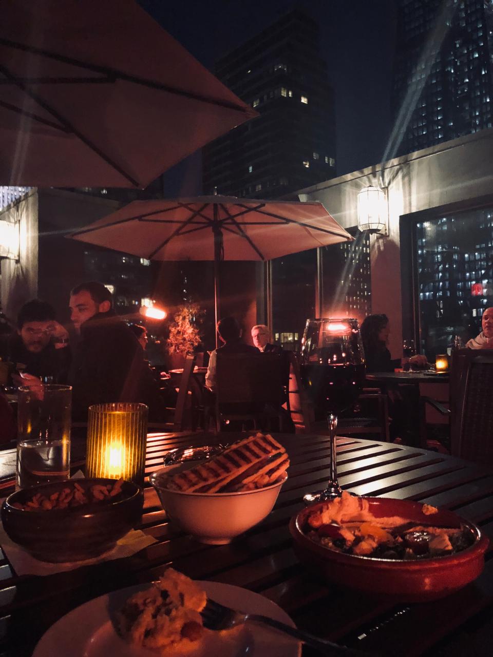 <p>Boasting views of Central Park and Fifth Ave, Salon de Ning has some of the best views of the city that never sleeps. Located on The Peninsula Hotel’s rooftop, the bar is a mini oasis away from the busy streets. The hummus and pita bread will make your mouth water. </p>