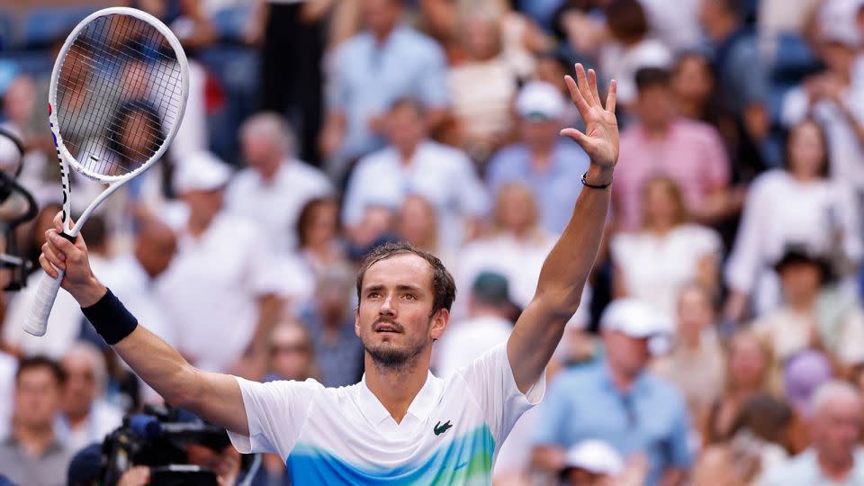 Daniil Medvedev celebrates after defeating Nuno Borges in the US Open fourth round. - Kena Betancur/AFP/Getty Images