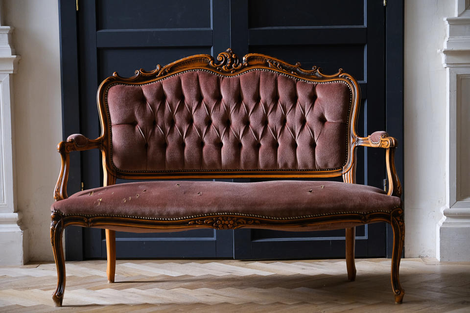 An elegant settee with cabriole legs
