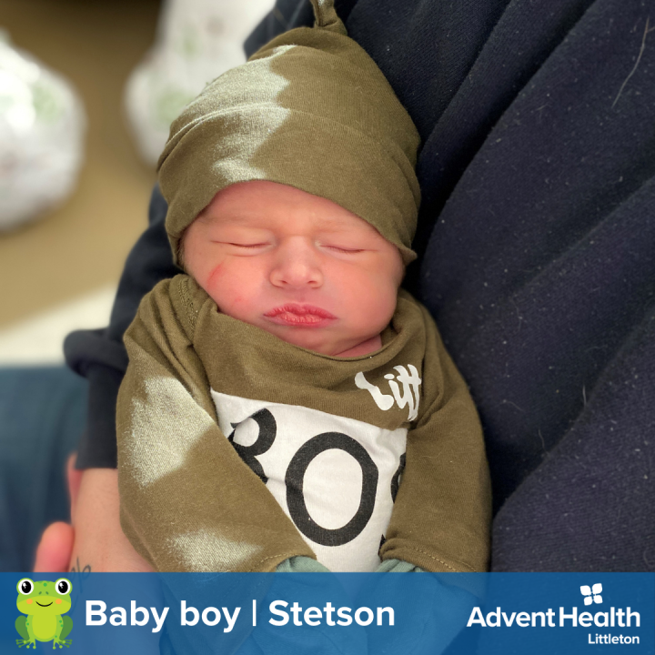 AdventHealth Littleton baby boy, Stetson was born at 1:25 a.m.