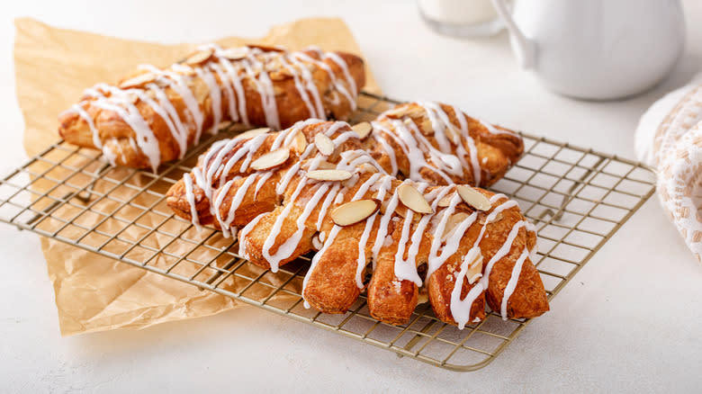 bear claw pastries on cooling rack