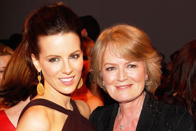 <p>Jon Furniss/WireImage</p> Kate Beckinsale and her mother Judy Loe in June 2008.