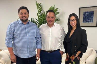 From left to right: Michael Wear, Co-Founder and CEO of Blankfactor; Nicolas Kaplun, Chief Business Officer of Globant in North America; and Melody Pak, Co-Founder and Chief Product Officer of Blankfactor