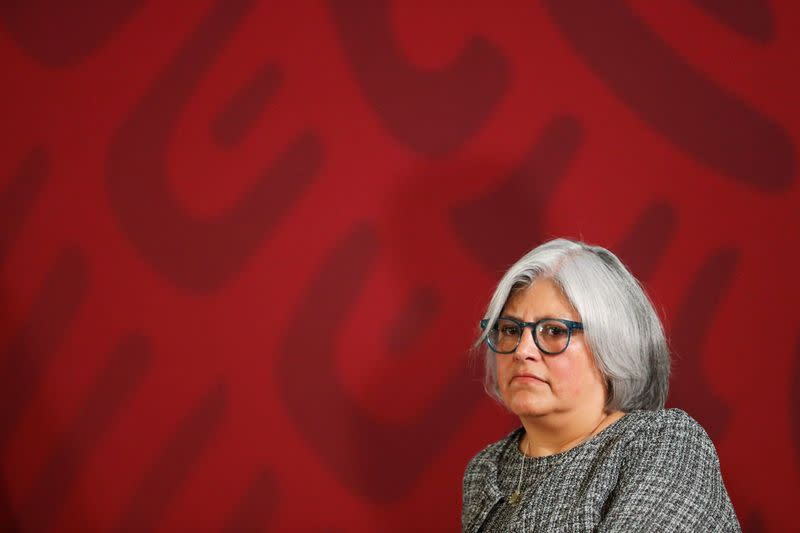 Mexico's Economy Minister Graciela Marquez attends Mexico's President Andres Manuel Lopez Obrador daily news conference at National Palace in Mexico City