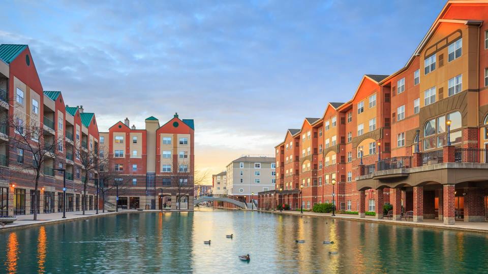 Downtown of Indianapolis by Indiana Central Canal.