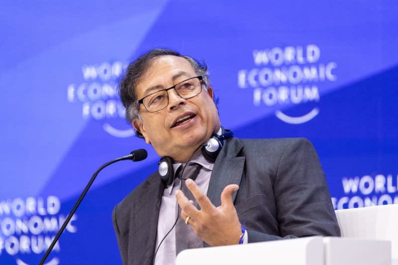 Colombian President Gustavo Petro speaks at an event of the World Economic Forum (WEF). Hannes P Albert/dpa