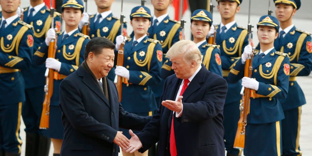 Xi Jinping and Donald Trump in China