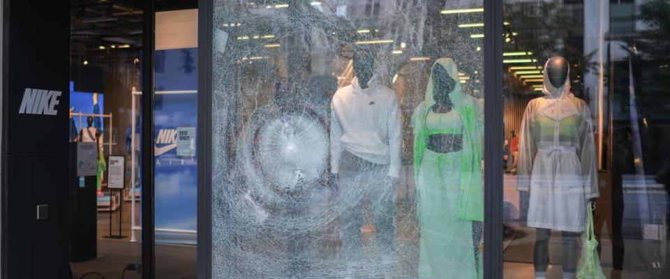 The Nike Store was damaged during a night of unrest in Chicago