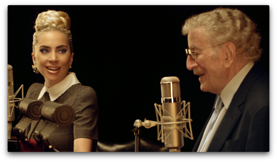 Lady Gaga and Tony Bennett in the studio together recording "Love for Sale."