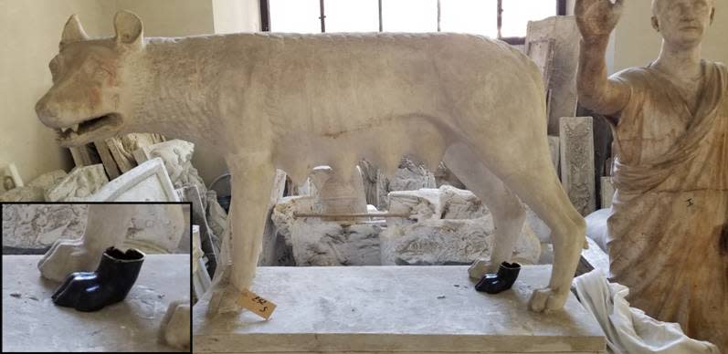 The new she-wolf was designed using a plaster version found in a Florence, Italy, museum, and believed to be identical to the one stolen from Cincinnati's Eden Park in June 2022.