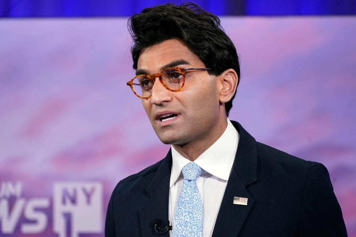 Attorney Suraj Patel speaks during New York's 12th Congressional District Democratic primary debate hosted by Spectrum News NY1 and WNYC at the CUNY Graduate Center, Tuesday, Aug. 2, 2022, in New York. 