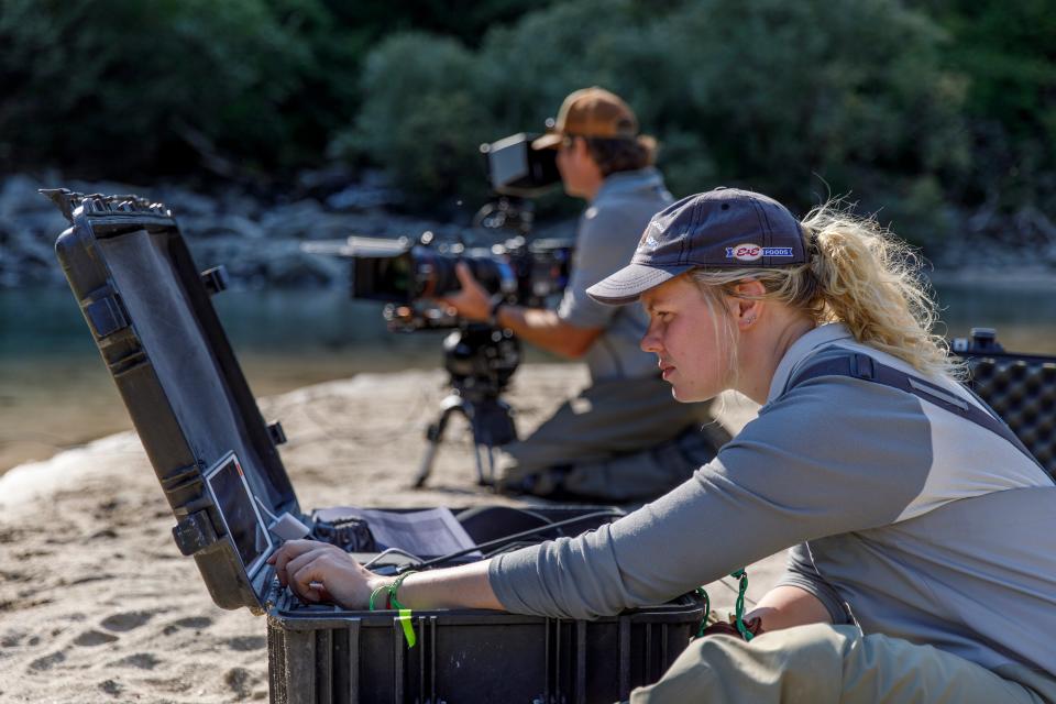 Queens cinematographer and mentee Erin Ranney films brown bears hunting salmon from underwater with a pole cam, while cinematographer John Shier films on a long lens. Yes, even though the series was female-led, men played a very important role. “We worked with unbelievably supportive male colleagues in the industry who also believed in diversifying,” Berlowitz tells Glamour. “And they would always help with training an assistant camerawoman on the team. It just felt so different from anything I've ever worked on before.”