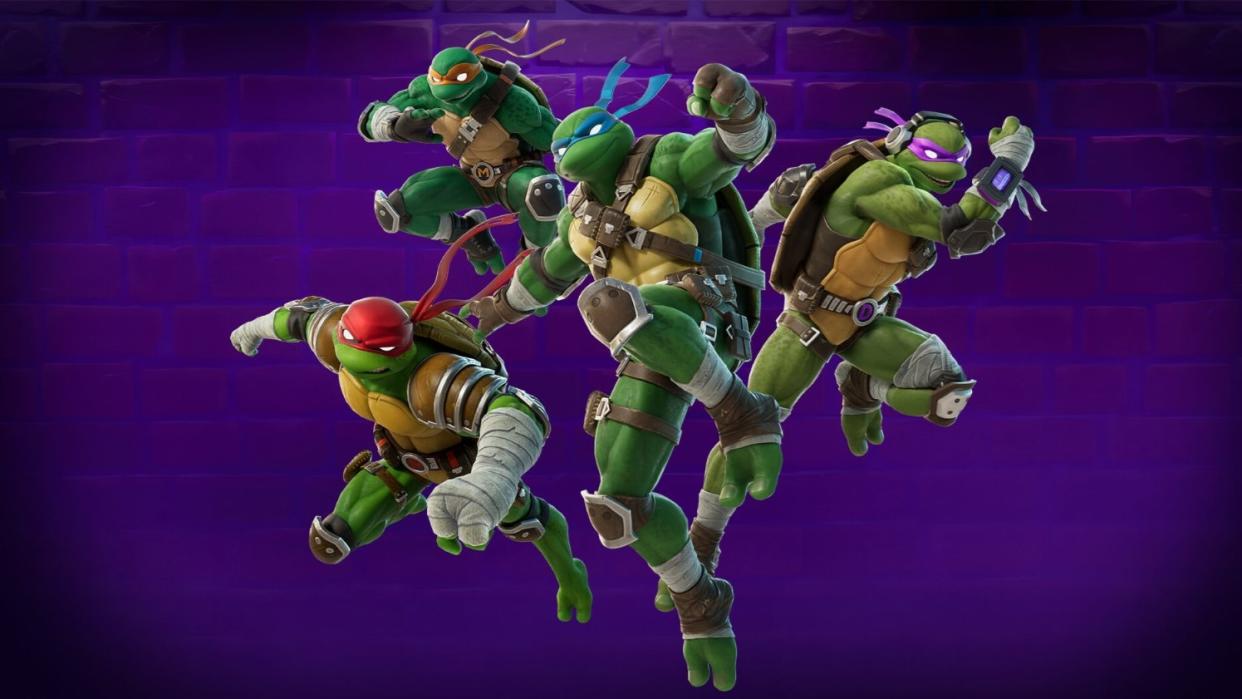  The Leonardo, Donatello, Raphael and Michelangelo Teenage Mutant Ninja Turtles costumes in Fortnite. 