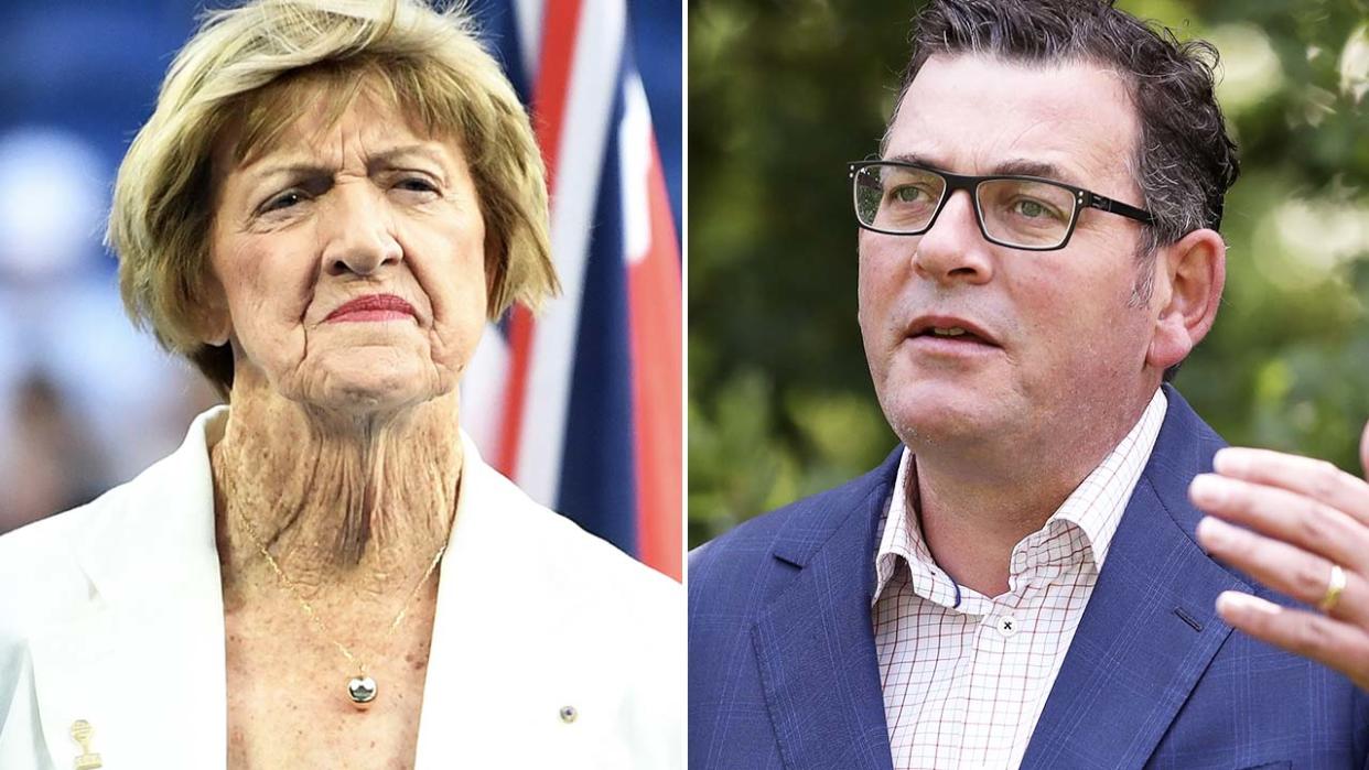 Daniel Andrews and Margaret Court, pictured here in Melbourne.