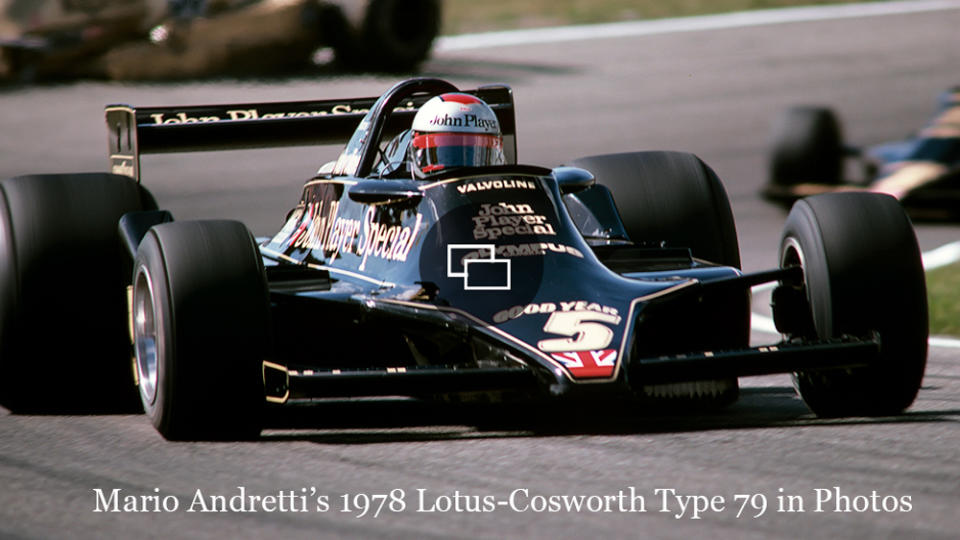 The Lotus-Cosworth Type 79 race car driven by Mario Andretti at the Dutch Grand Prix in 1978.