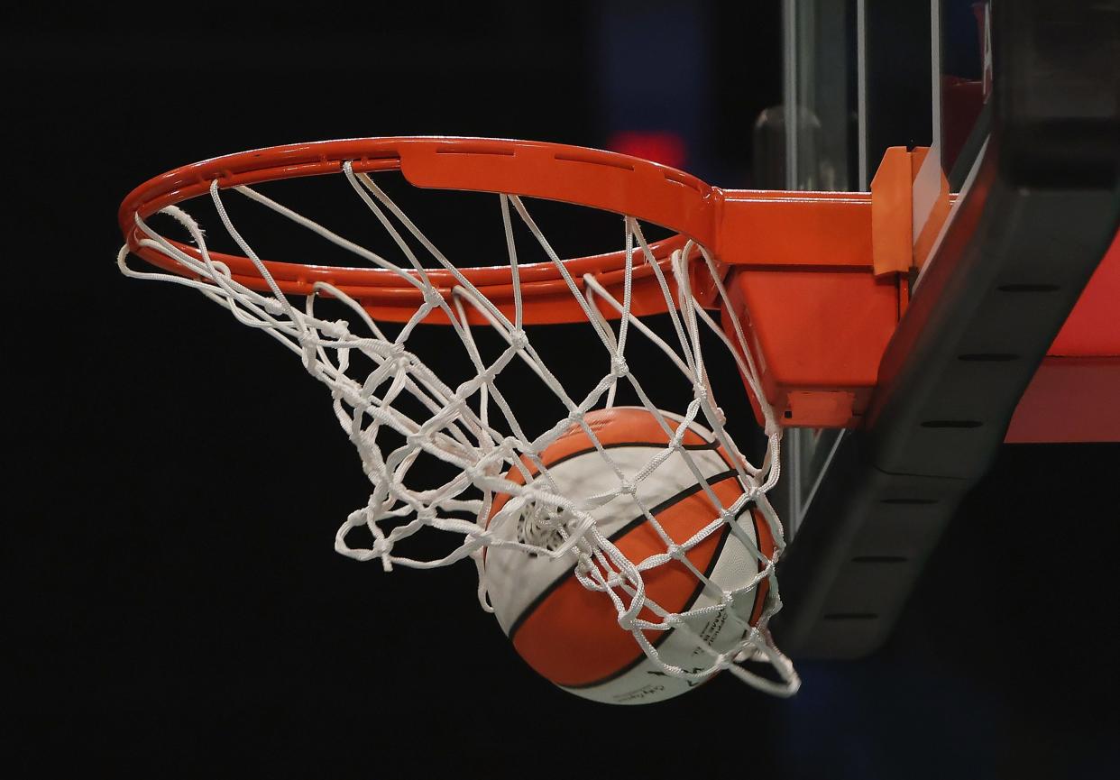 NEW YORK, NEW YORK - SEPTEMBER 05: A ball goes towards the net during warmups prior to the game between the New York Liberty and the Seattle Storm at Barclays Center on September 05, 2024 in the Brooklyn borough of New York City. (Photo by Bruce Bennett/Getty Images)