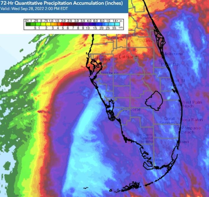 All of south Florida will be inundated with heavy rainfall.