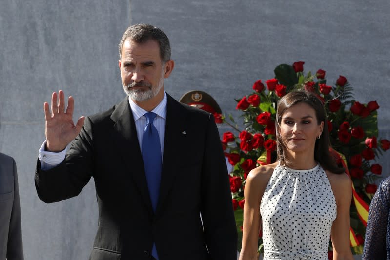 Spain's King Felipe and Queen Letizia attend a wreath-laying ceremony at the Jose Marti monument in Havana