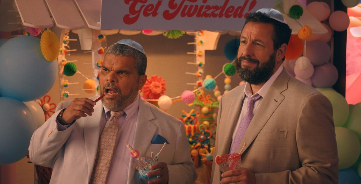  (L to R) Luis Guzman as Eli Katz and Adam Sandler as Danny Friedman in You Are So Not Invited To My Bat Mitzvah 