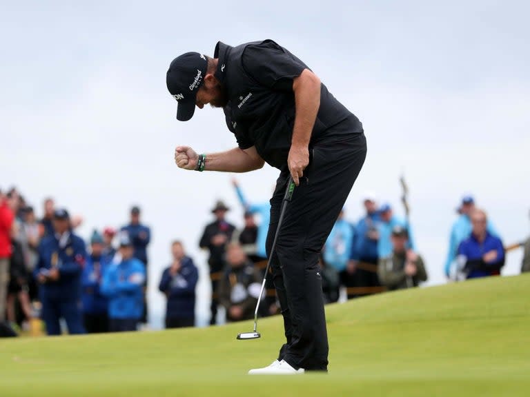 Follow the latest updates live from the final round at The Open as Shane Lowry attempts to defend a four-shot lead to claim his first major.Brutal weather conditions have set in on Portrush, but there is currently no shaking Lowry as he recovered from an opening hole bogey with back-to-back birdies, before another at seven moved him to -18, giving him a six-shot lead over Tommy Fleetwood as they both dropped shots at the following hole. After ending the back nine with bogeys at eight and nine, Lowry saw his lead return to six when Fleetwood bogeyed the 10th.As the deluge of rain fell from the sky in horrible conditions, both Lowry and Fleetwood wobbled early on the back nine. But the rain soon stopped and Lowry picked up where he left off the continue his march towards his maiden major title. Follow the live updates below. What time does it start?Ashton Turner gets the day underway at 7:32am, with the final pairing beginning at 1:47pm. Where can I watch it?The fourth round will be shown entirely on Sky Sports Golf and Sky Sports Main Event from 7:30am. Highlights will be shown on BBC Two at 8pm. Sunday tee times7:32am – Ashton Turner7:42am – Shubhankar Sharma (Ind), Kiradech Aphibarnrat (Thi)7:52am – Eddie Pepperell, Nino Bertasio (Ita)8:02am – Paul Waring, Thorbjorn Olesen (Den)8:12am – Jason Kokrak (USA), Branden Grace (Rsa)8:22am – Jim Furyk (USA), Callum Shinkwin8:32am – Kevin Streelman (USA), Bubba Watson (USA)8:42am – Bernd Wiesberger (Aut), Kyle Stanley (USA)8:57am – Paul Casey, Benjamin Hebert (Fra)9:07am – Adam Hadwin (Can), Matt Wallace9:17am – Francesco Molinari (Ita), Thomas Pieters (Bel)9:27am – Louis Oosthuizen (Rsa), Andrew Wilson9:37am – Yosuke Asaji (Jap), Steward Cink (USA)9:47am – Joost Luiten (Ned), Doc Redman (USA)9:57am – Innchoon Hwang (Kor), Ryan Fox (Aus)10:07am – Yuki Inamori (Jap), Charley Hoffman (USA)10:17am – Lucas Bjerregaard (Den), Ernie Els (Rsa)10:32am – Aaron Wise (USA), Lucas Glover (USA)10:42am – Patrick Cantlay (USA), Sergio Garcia (Spa)10:52am – Mikko Korhonen (Fin), Dustin Johnson (USA)11:02am – Rory Sabbatini (Slo), Robert MacIntyre (Sco)11:12am – Romain Langaque (Fra), Kevin Kisner (USA)11:22am – Tom Lewis, Graeme McDowell (Nir)11:32am – Justin Harding (Rsa), Erik van Rooyen (Rsa)11:42am – Tyrrell Hatton, Webb Simpson (USA)11:52am – Byeong Hun-am (Kor), Matthew Fitzpatrick12:07pm – Patrick Reed (USA), Justin Thomas (USA)12:17pm – Sang Hyun-park (Kor), Russell Knox (Sco)12:27pm – Xander Schauffele (USA), Cameron Smith (Aus)12:37pm – Andrew Putnam (USA), Dylan Frittelli (Rsa)12:47pm – Matt Kuchar (USA), Alex Noren (Swe)12:57pm – Henrik Stenson (Swe), Jordan Spieth (USA)1:07pm – Tony Finau (USA), Jon Rahm (Spa)1:17pm – Danny Willett, Lee Westwood1:27pm – Rickie Fowler (USA), Justin Rose1:37pm – Brooks Koepka (USA), JB Holmes (USA)1:47pm – Tommy Fleetwood, Shane Lowry (Ire)