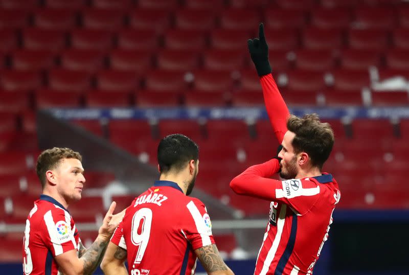 Foto del martes del centrocampista de Atletico Madrid Saul Niguez celebra tras marcar un gol en la victoria ante Sevilla