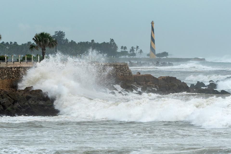 High tides are pictured after Hurricane Beryl in Santo Domingo on July 2, 2024. Hurricane Beryl was hurtling towards Jamaica on July 2 after killing at least five people and causing widespread destruction in a deadly sweep across the southeastern Caribbean.