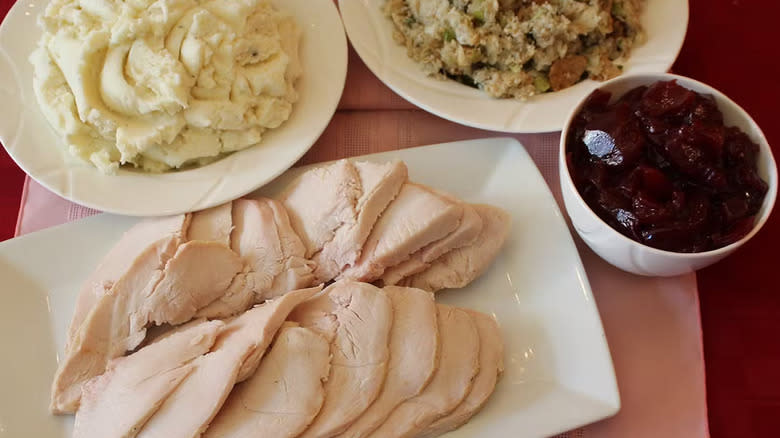 Roasted sliced turkey with sides 