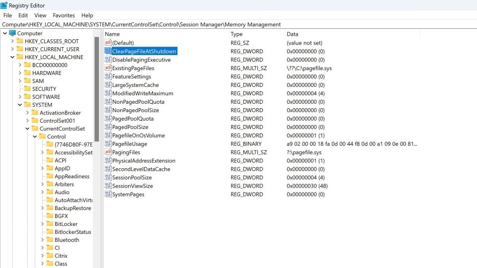 Image of Regedit Memory Management