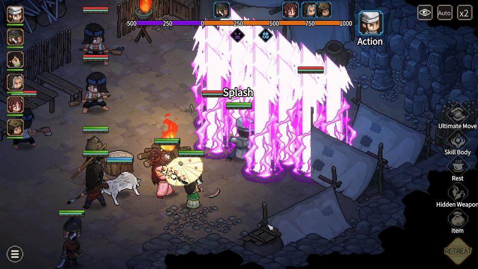 Pixel-art martial artists in tactical RPG Hero's Adventure: Road to Passion