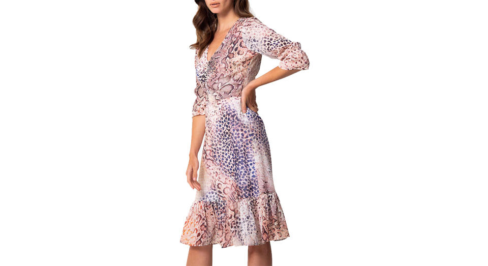 Sosandar Ombre Animal Print Fit And Flare Dress 