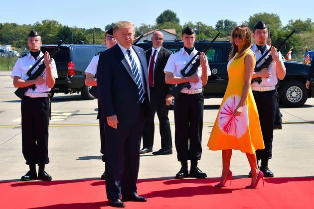 Donald et Melania Trump arrivent à Biarritz, samedi.