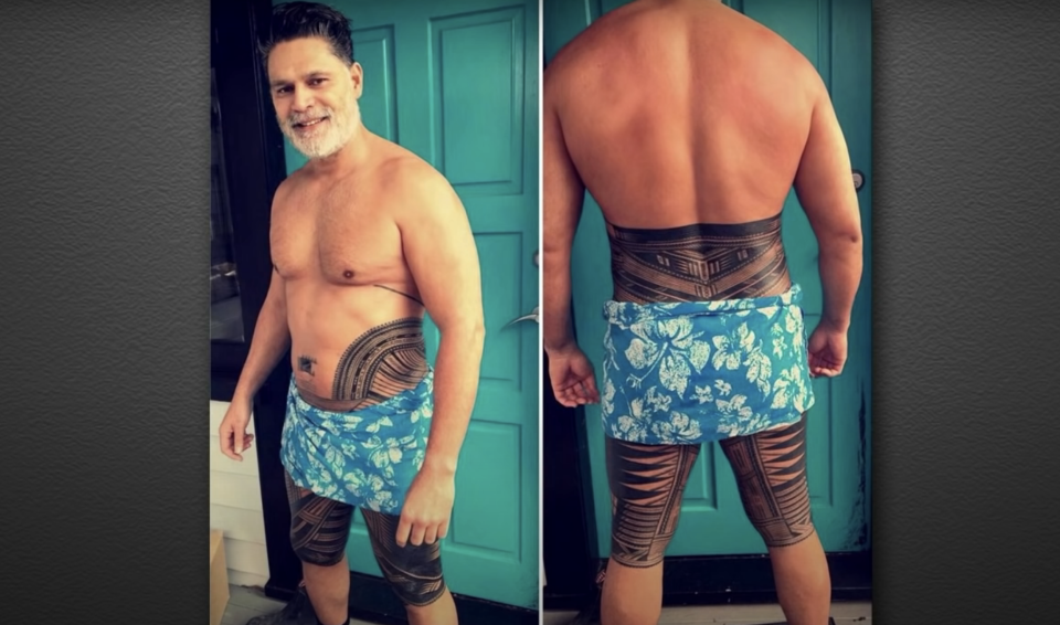 I love these pics of KJ's father proudly displaying his pe'a, the traditional Samoan tattoo. It is deeply significant and often conveys people’s history and lineage. To get the traditional tattoo is a great honor; it represents a person’s acceptance of their responsibility to their community and celebrates their permanent dedication to the culture. 