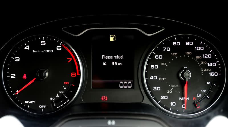 Fuel information is displayed on a car screen in Keele