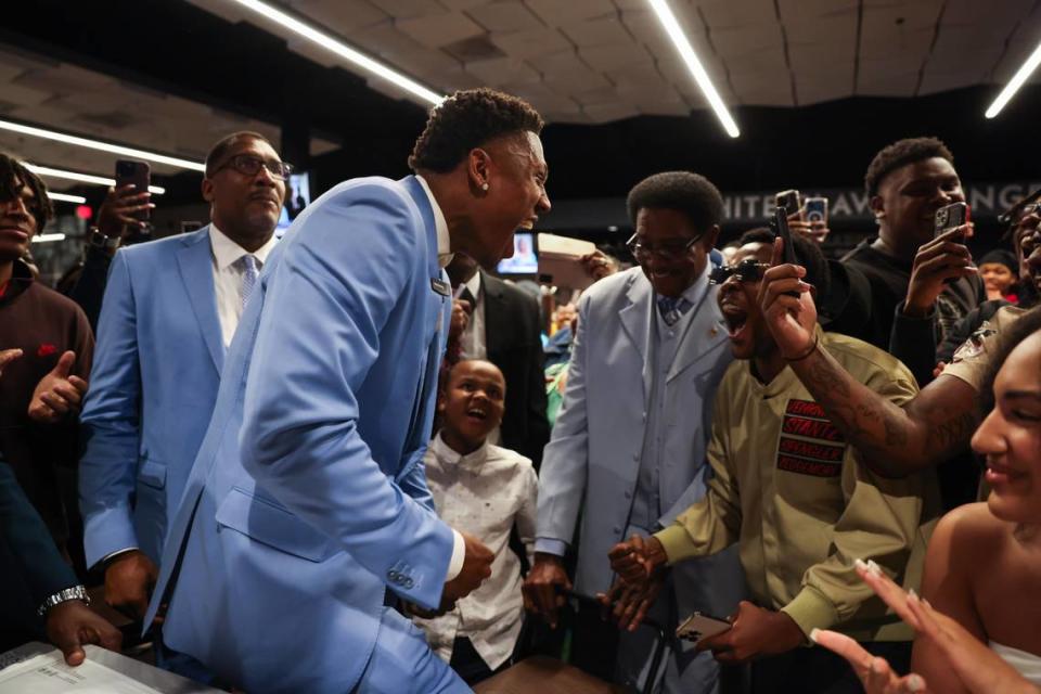 GG Jackson celebrates after being drafted by the Memphis Grizzlies.