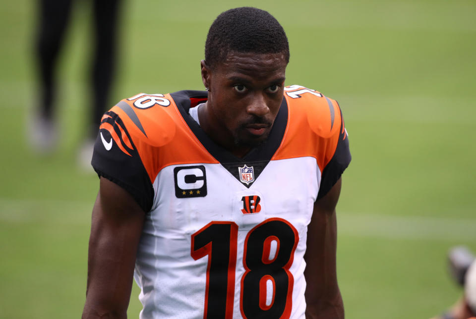 Bengals wide receiver A.J. Green is taking some criticism for looking totally disengaged during a vital play. (Photo by Kyle Ross/Icon Sportswire via Getty Images)