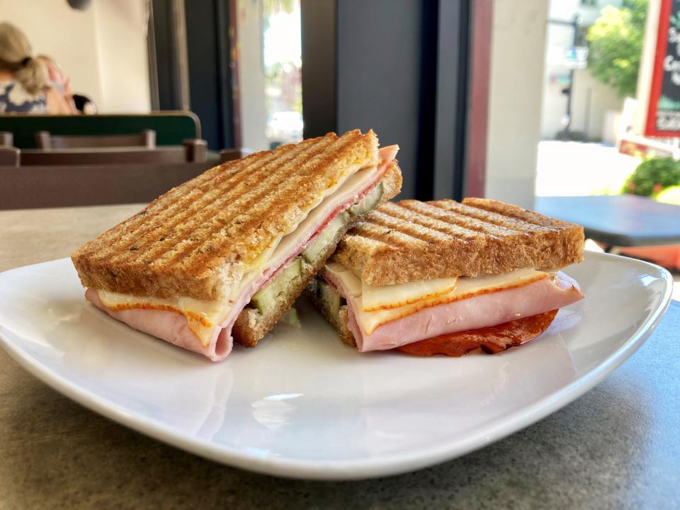 The Hot Italian Panini, featuring ham, pepperoni, salami, muenster cheese, hot pepper mustard and pesto spread, is among the top-selling items at Meyers Specialty Market in McConnelsville.