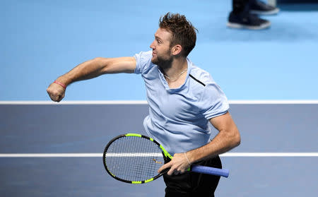 Tennis - ATP World Tour Finals - The O2 Arena, London, Britain - November 16, 2017 USA's Jack Sock celebrates winning his group stage match against Germany's Alexander Zverev Action Images via Reuters/Tony O'Brien