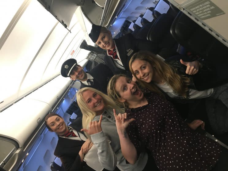 Three women were given ‘rock star’ treatment when they found themselves the only passengers on a British Airways flight back to the UK.