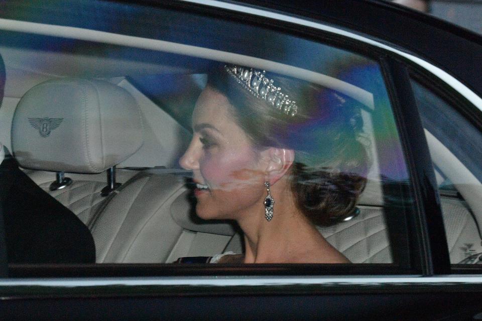 Middleton arriving at Buckingham Palace for a banquet hosted by Queen Elizabeth II, in honor of President Trump's first state visit to the U.K, in June 2019