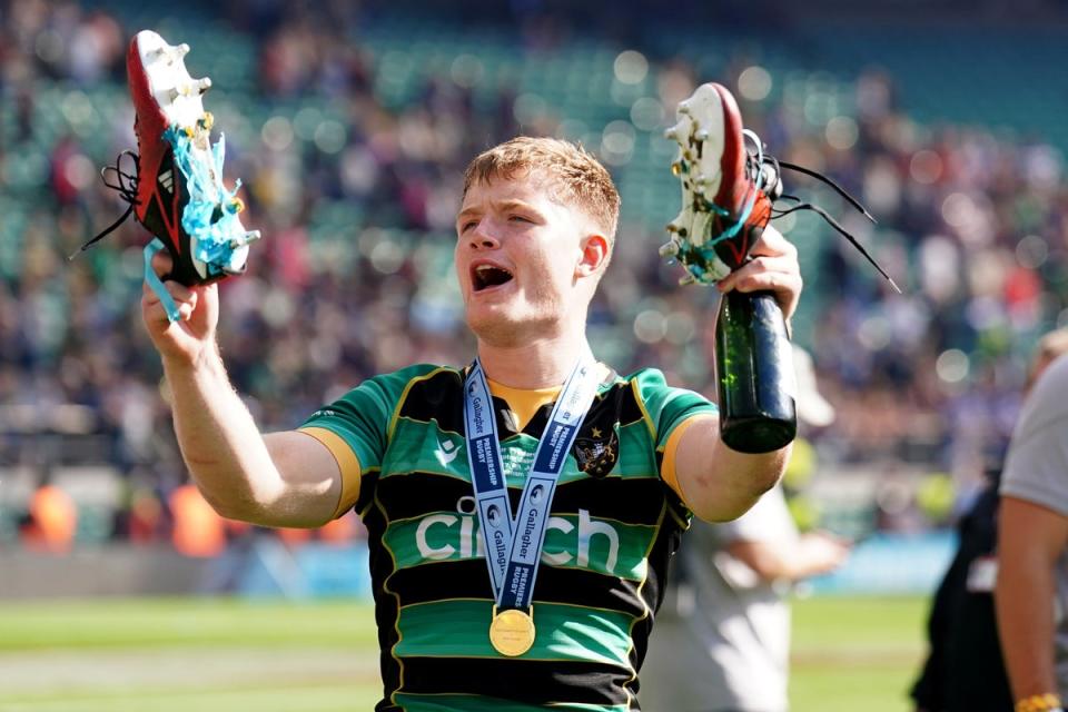 Hailed by Borthwick for his ‘consistent performances’, Fin Smith helped Northampton win the Premiership title on Saturday (PA Wire)