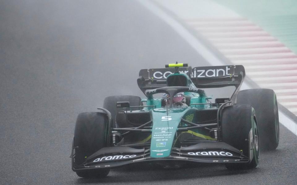 Aston Martin driver Sebastian Vettel of Germany steers his car during the Japanese Formula One Grand Prix at the Suzuka Circuit in Suzuka, central Japan, Sunday, Oct. 9, 2022 - AP